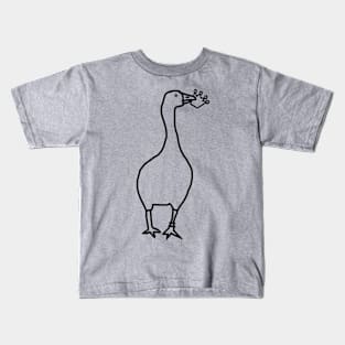White Goose Steals Crown Outline Kids T-Shirt